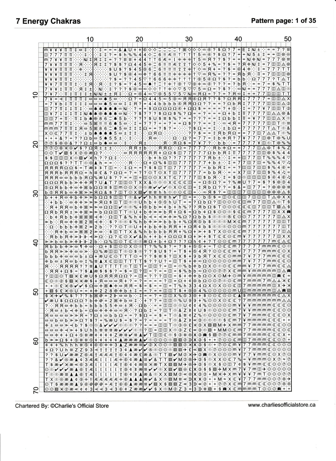 Counted Cross Stitch - 7 Energy Chakra - Digital Download PDF File Charlie's Official Store