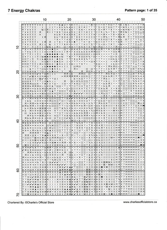 Counted Cross Stitch - 7 Energy Chakra - Digital Download PDF File Charlie's Official Store