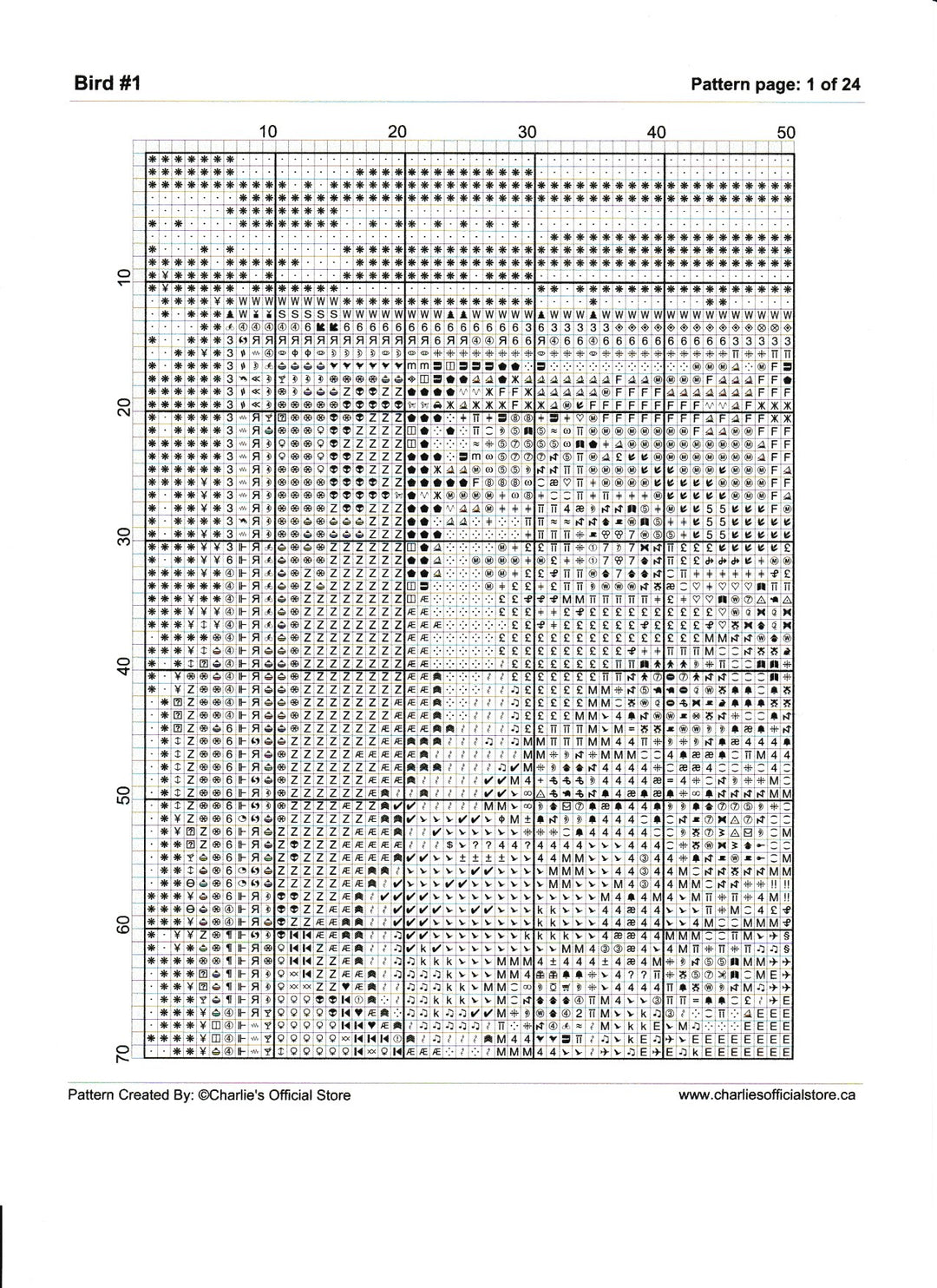 Counted Cross Stitch - Bird #1 - Digital Download PDF download file