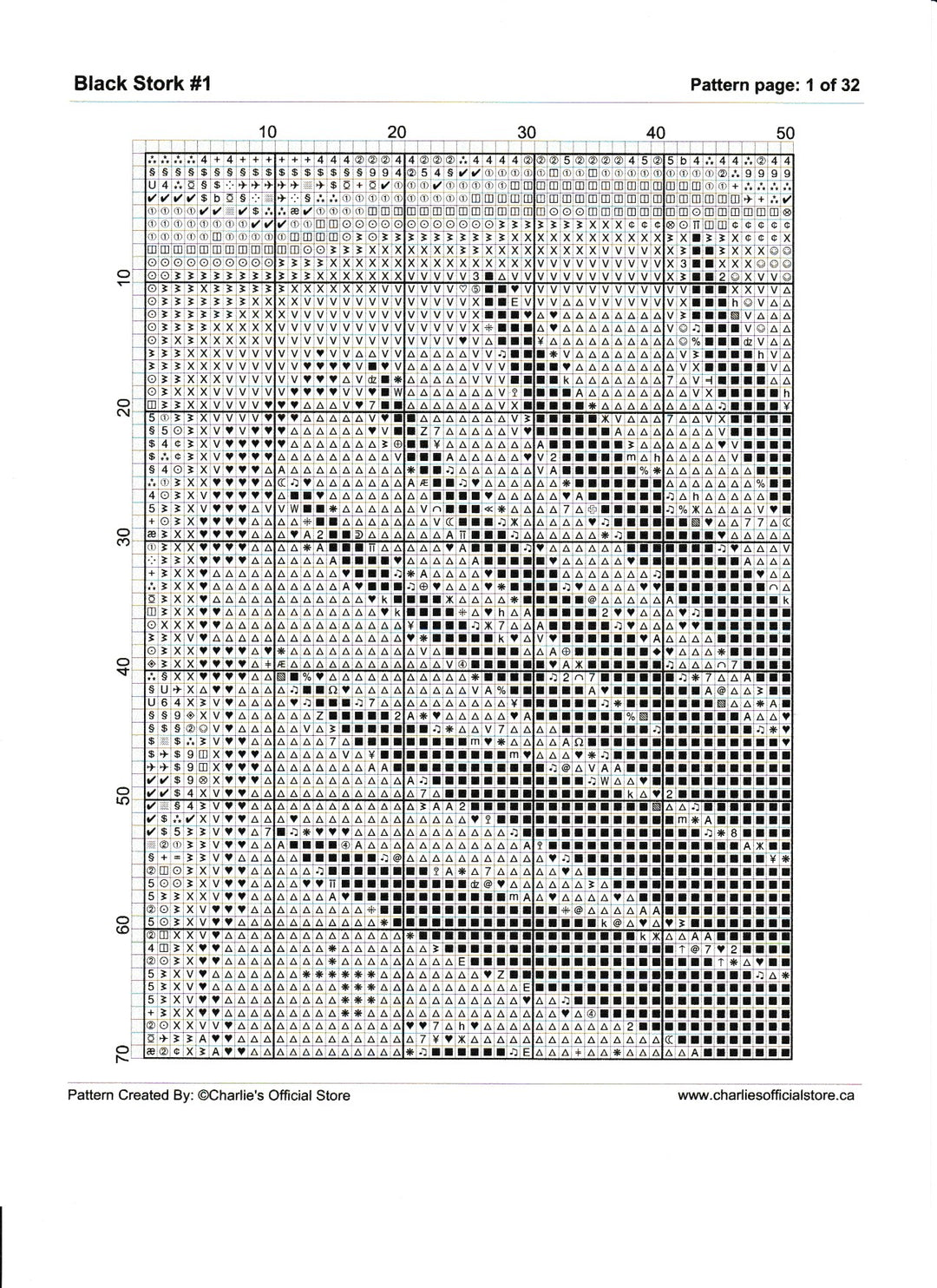 Counted Cross -Black Stork #1 - Full Coverage Digital Download PDF Format