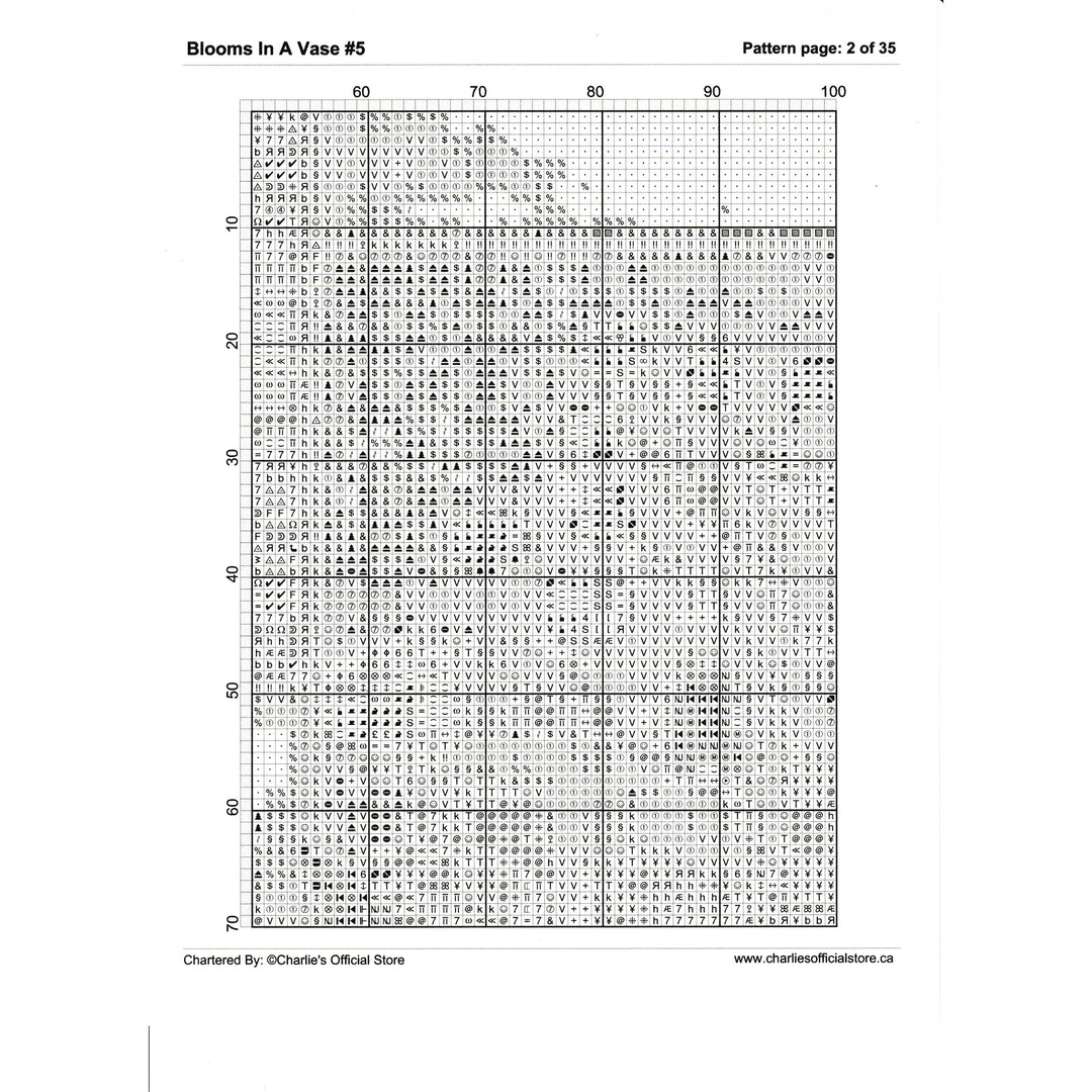 Counted Cross Stitch - Blooms In A Vase #5 - Digital Download PDF Charlie's Official Store