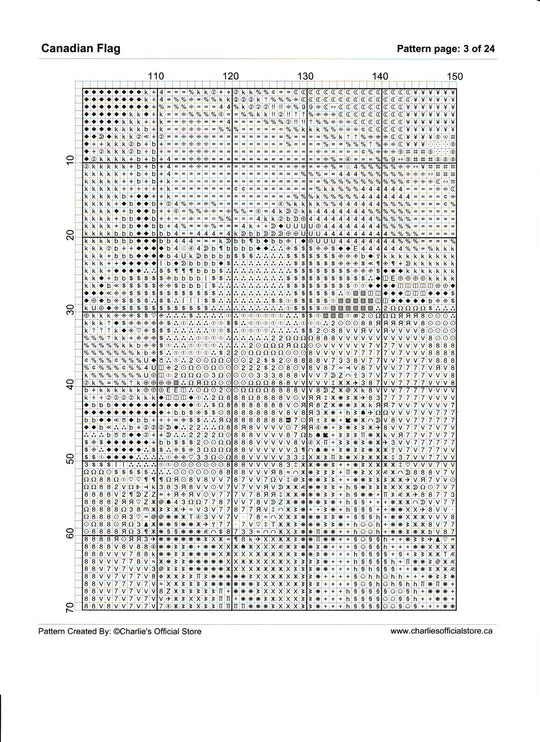 Counted Cross Stitch - Canadian Flag - Digital Download PDF download file