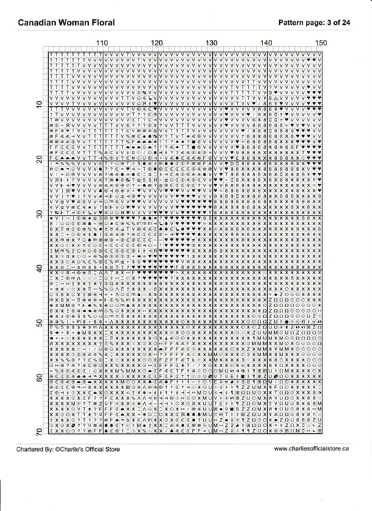Counted Cross Stitch - Canadian Woman Floral - Digital Download PDF download file (Copy) Charlie's Official Store