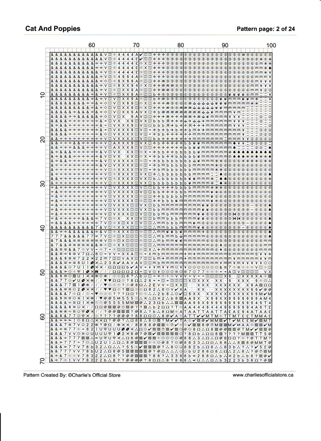 Counted Cross Stitch - Cat and Poppies - Digital Download PDF download file