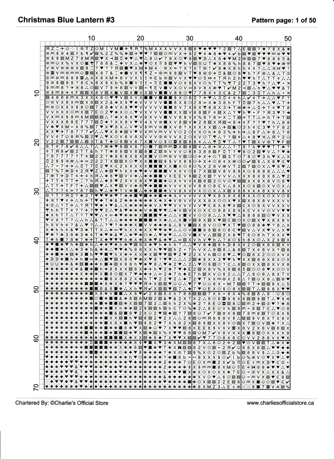 Counted Cross Stitch Christmas Blue Lantern #3 Digital Download PDF File Charlie's Official Store