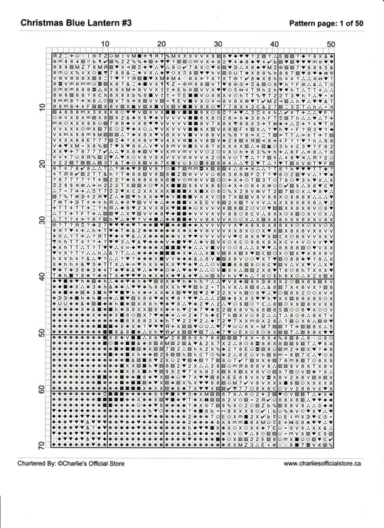 Counted Cross Stitch Christmas Blue Lantern #3 Digital Download PDF File Charlie's Official Store