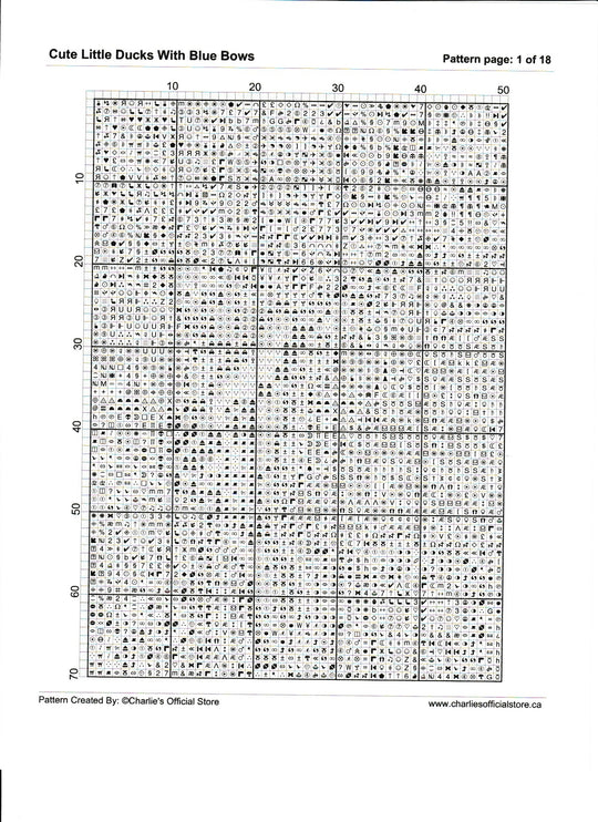 Counted Cross Stitch- Cute Little Ducks With Blue Bows - Full Coverage Digital Download PDF Format