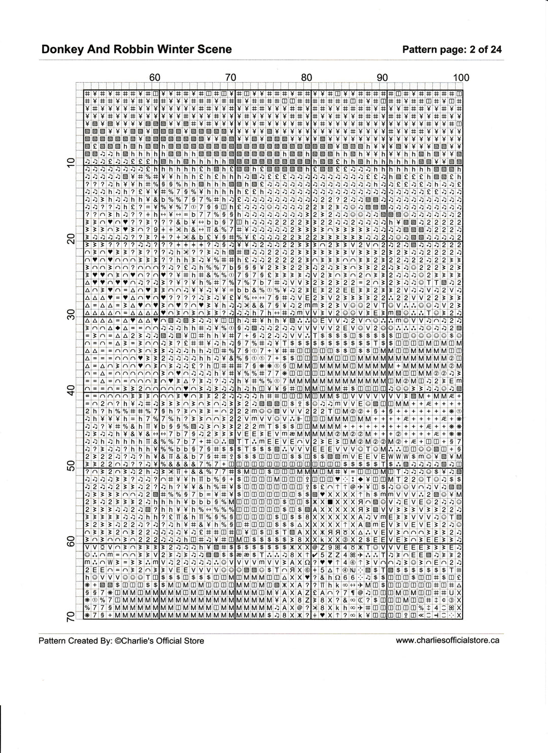 Counted Cross Stitch - Donkey And Robbin Winter Scene - Full Coverage Digital Download PDF File (Copy) Charlie's Official Store