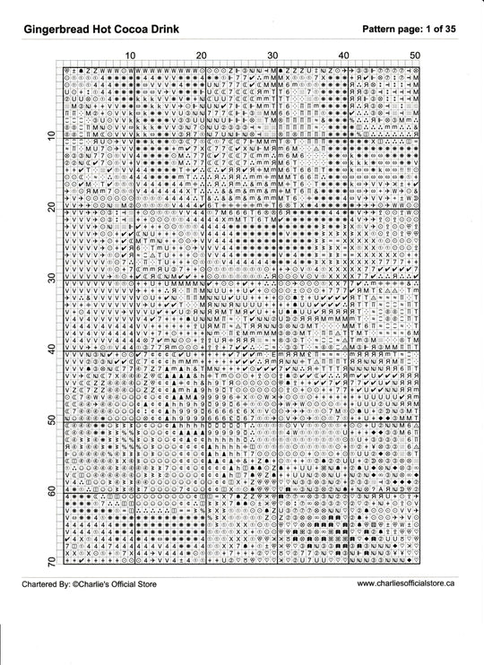 Counted Cross Stitch - Gingerbread Hot Cocoa Drink - Digital Download PDF File (Copy) Charlie's Official Store