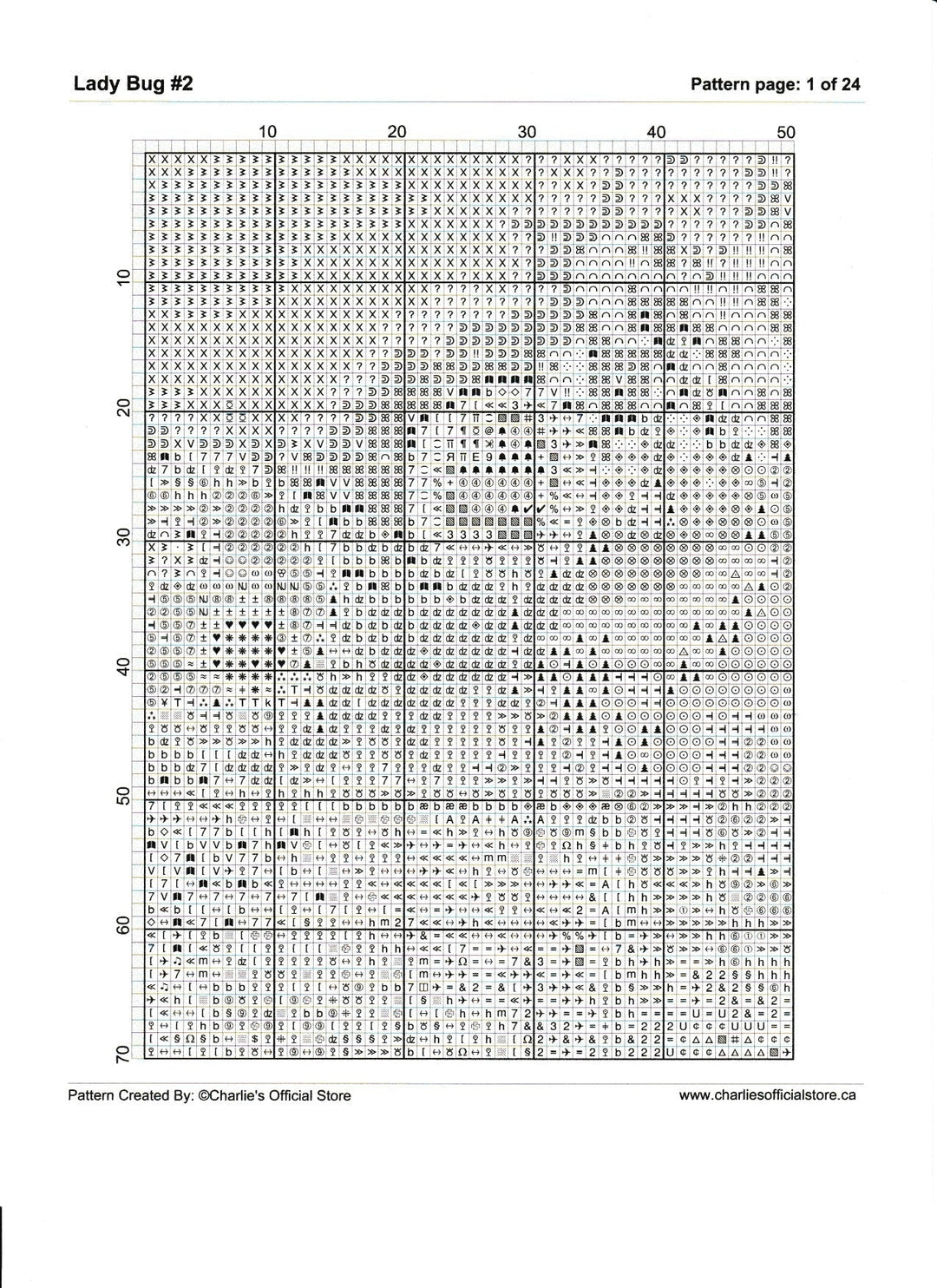 Counted Cross Stitch - Lady Bug #2 - Digital Download PDF download file (Copy) Charlie's Official Store