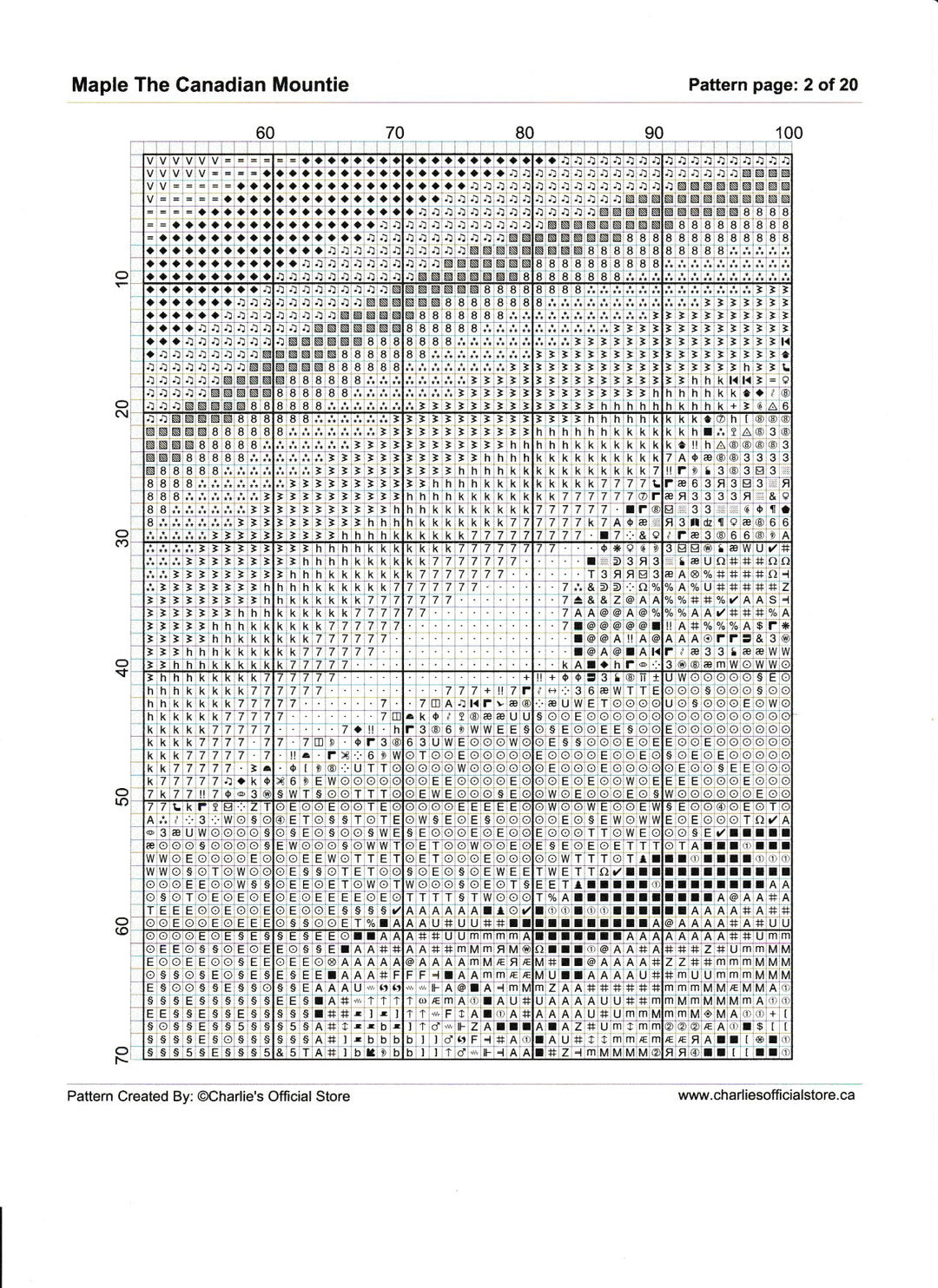 Counted Cross Stitch - Maple The Canadian Mountie - Digital Download PDF download file