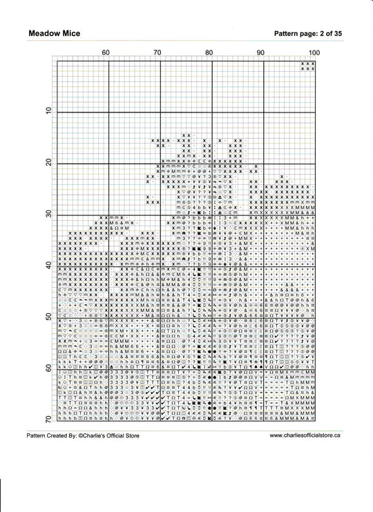 Counted Cross Stitch - Meadow Mice - Full Coverage Digital Download PDF File Charlie's Official Store