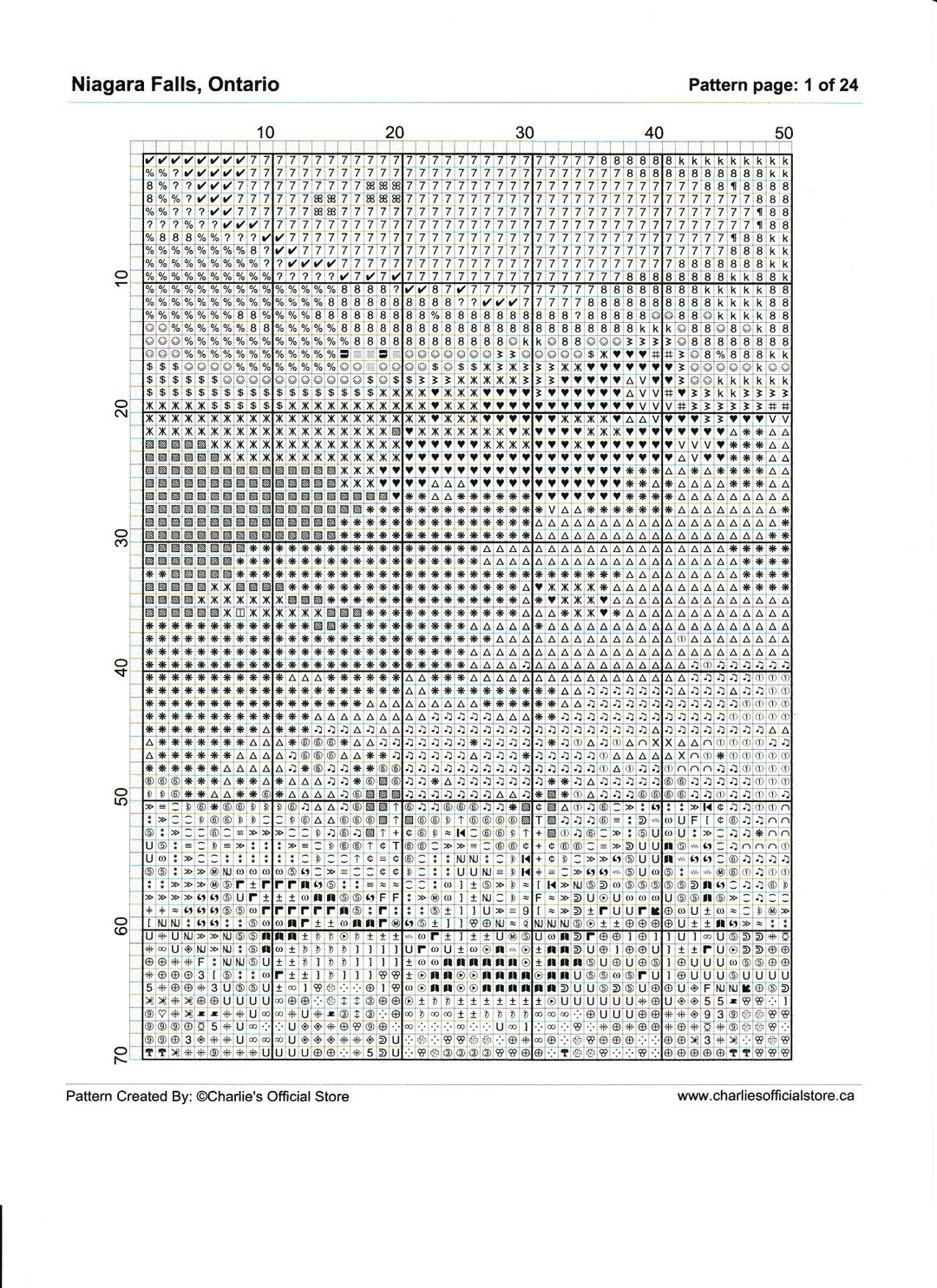 Counted Cross Stitch - Niagara Falls, Ontario - Full Coverage Digital Download PDF Format