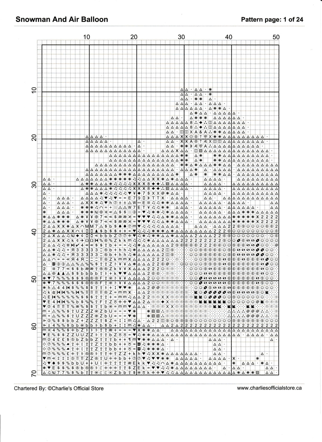 Counted Cross Stitch - Snowman And Air Balloon - Digital Download PDF download file (Copy) (Copy) Charlie's Official Store