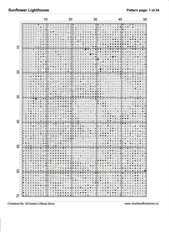 Counted Cross Stitch - Sunflower Lighthouse - Digital Download PDF File Charlie's Official Store