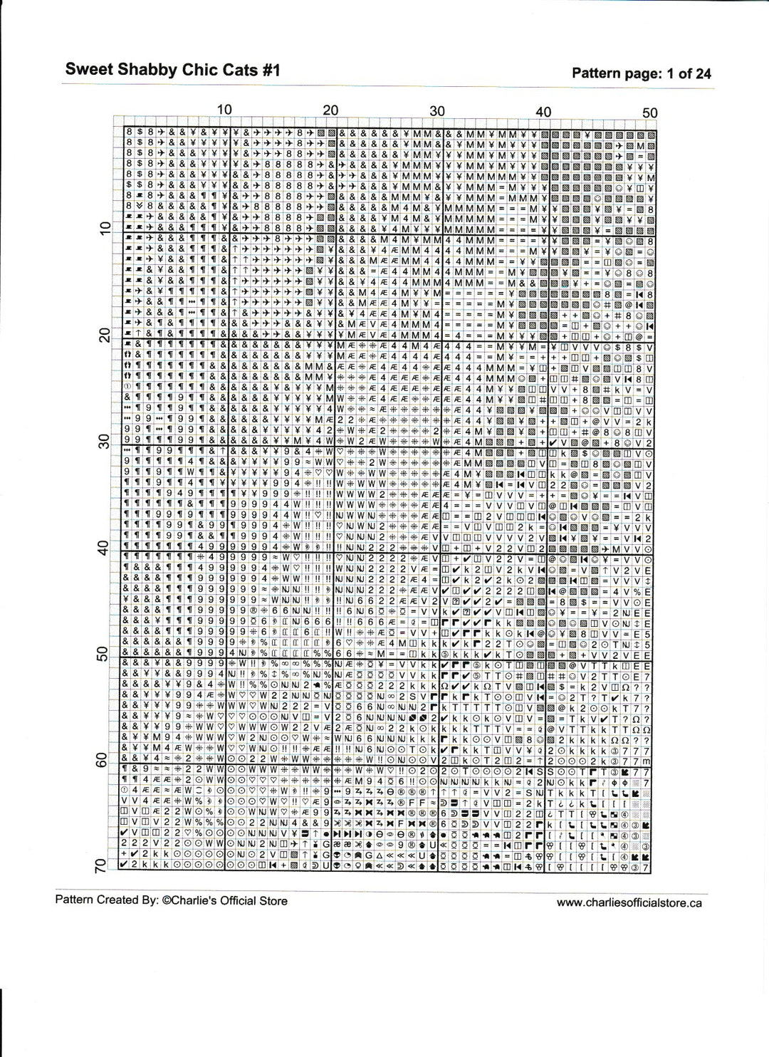 Counted Cross Stitch - Sweet Shabby Chic Cats #1 - Digital Download PDF download file