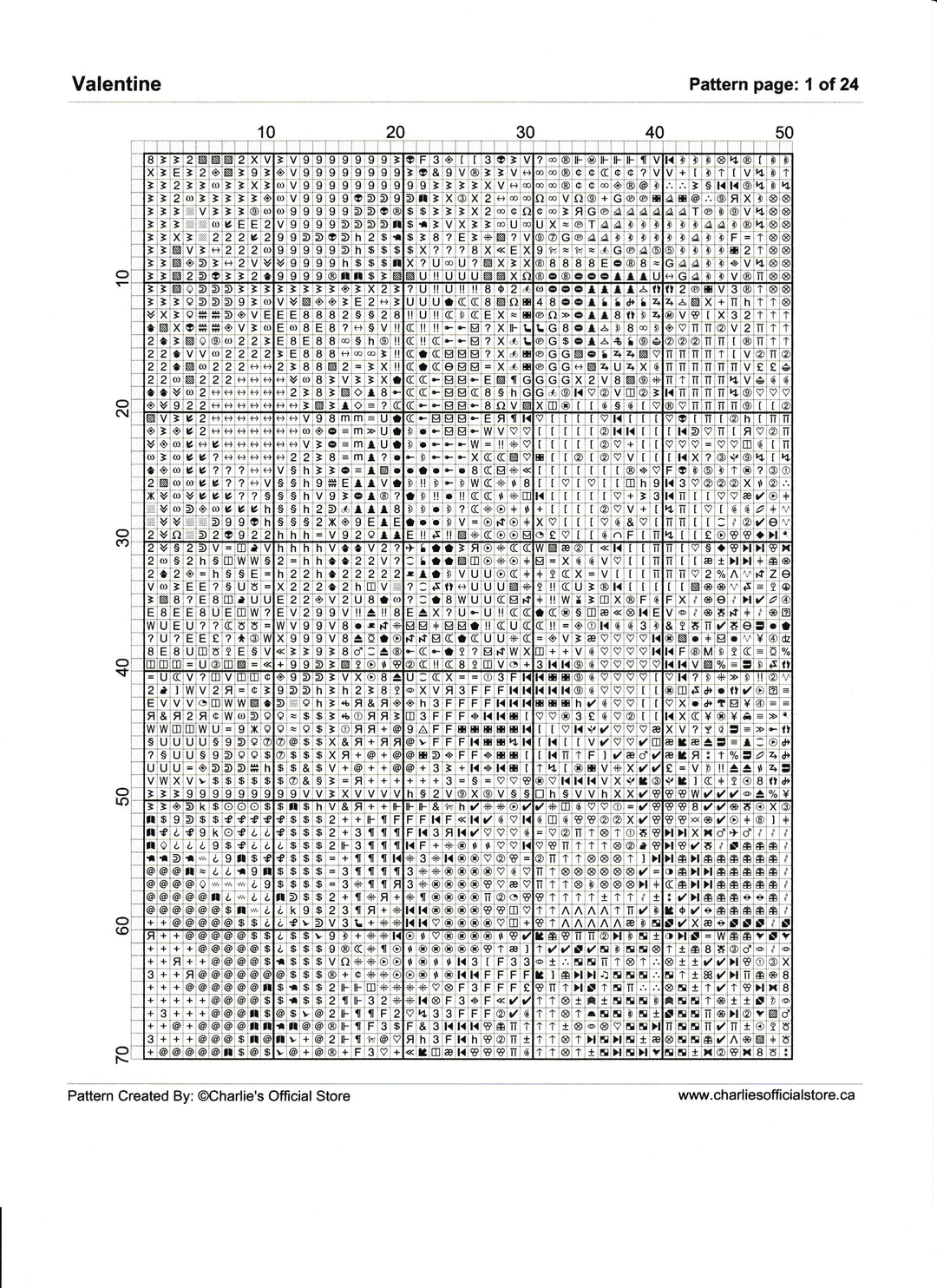 Counted Cross Valentine Digital Download PDF Format Charlie's Official Store