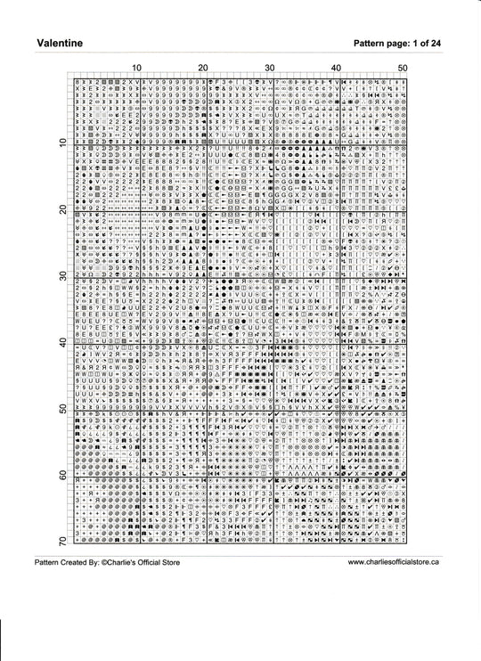 Counted Cross Valentine Digital Download PDF Format Charlie's Official Store