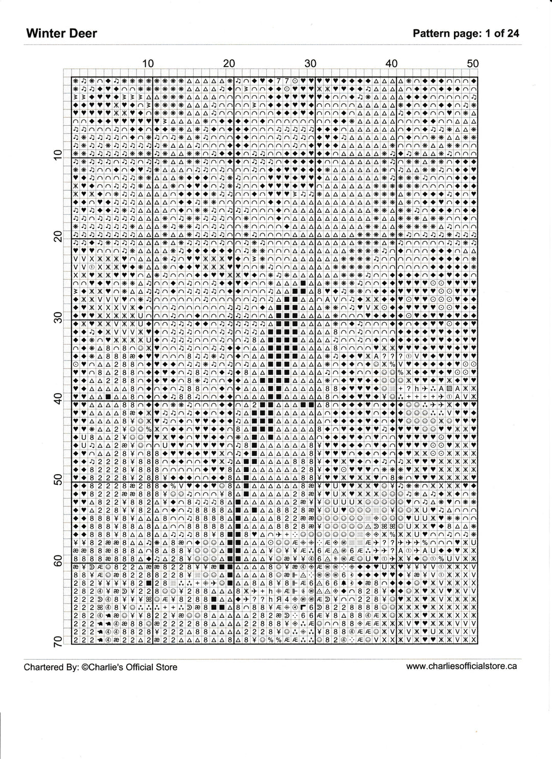 Counted Cross Stitch - Winter Deer - Digital Download PDF download file (Copy) Charlie's Official Store