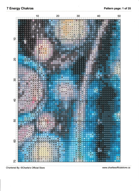 Counted Cross Stitch - 7 Energy Chakra - Digital Download PDF File Charlie's Official Store