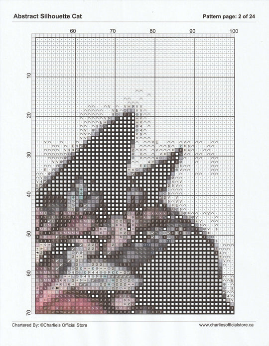 Counted Cross Stitch - Abstract Silhouette Cat - Digital Download PDF download file (Copy) Charlie's Official Store