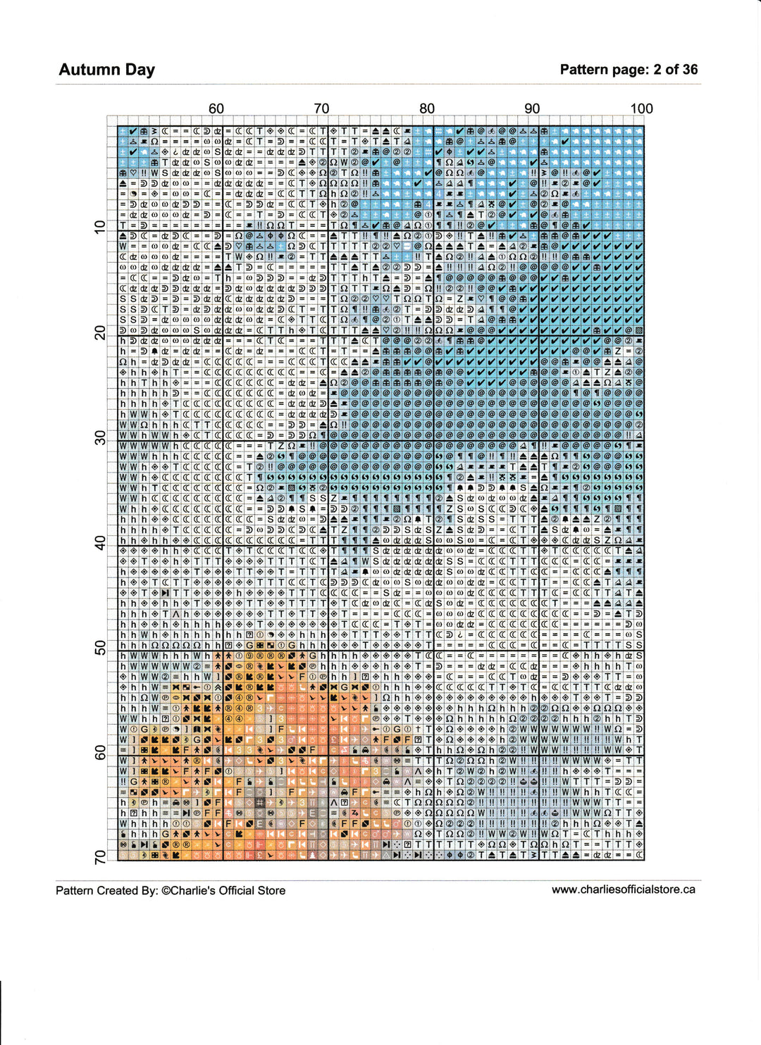 Counted Cross Stitch Autumn Day Digital Download PDF Format Charlie's Official Store