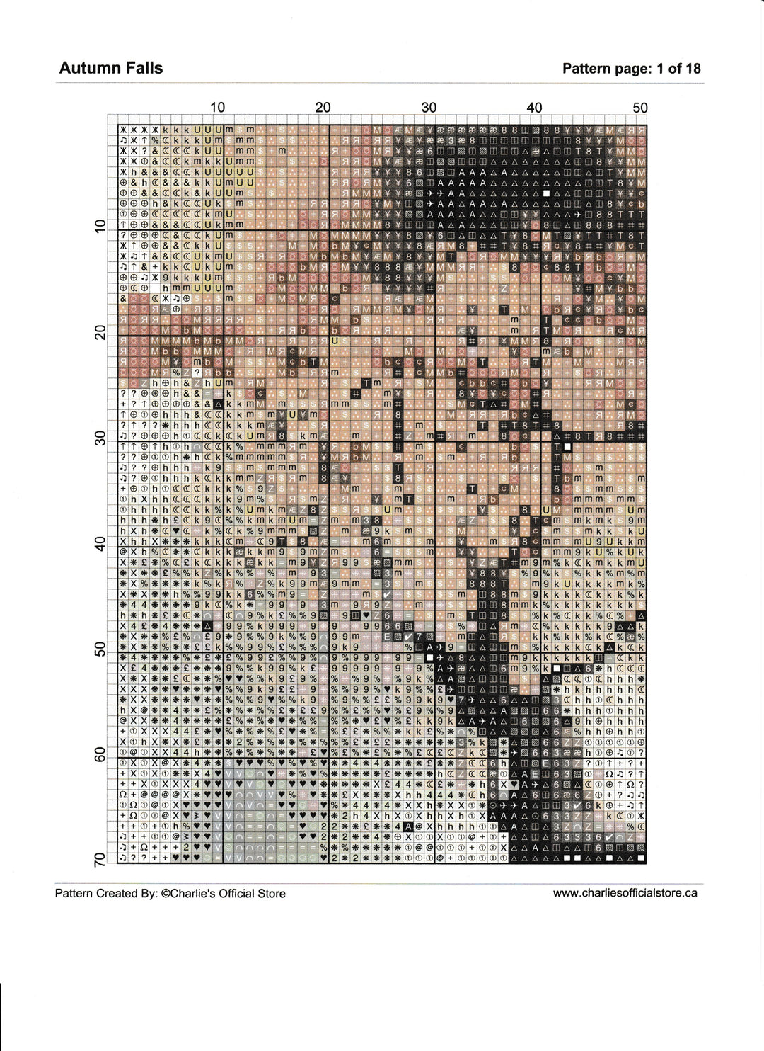 Counted Cross Autumn Falls Digital Download PDF Format Charlie's Official Store