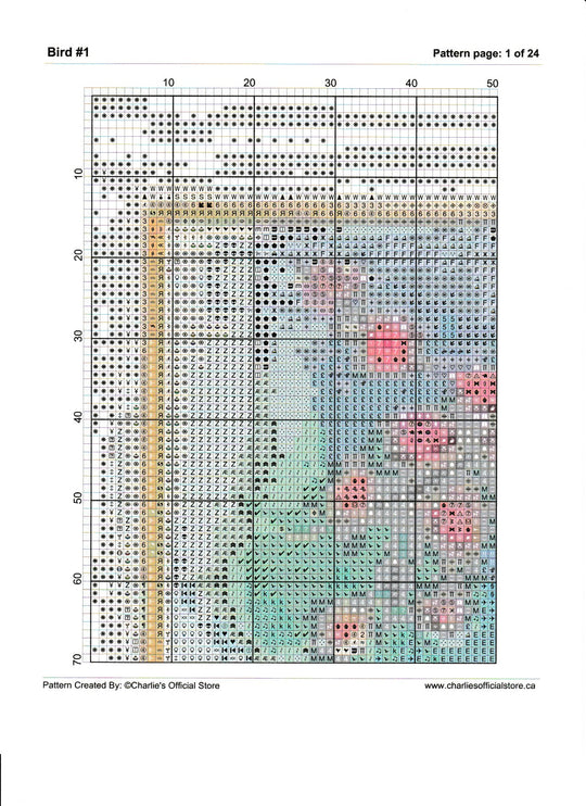 Counted Cross Stitch - Bird #1 - Digital Download PDF download file