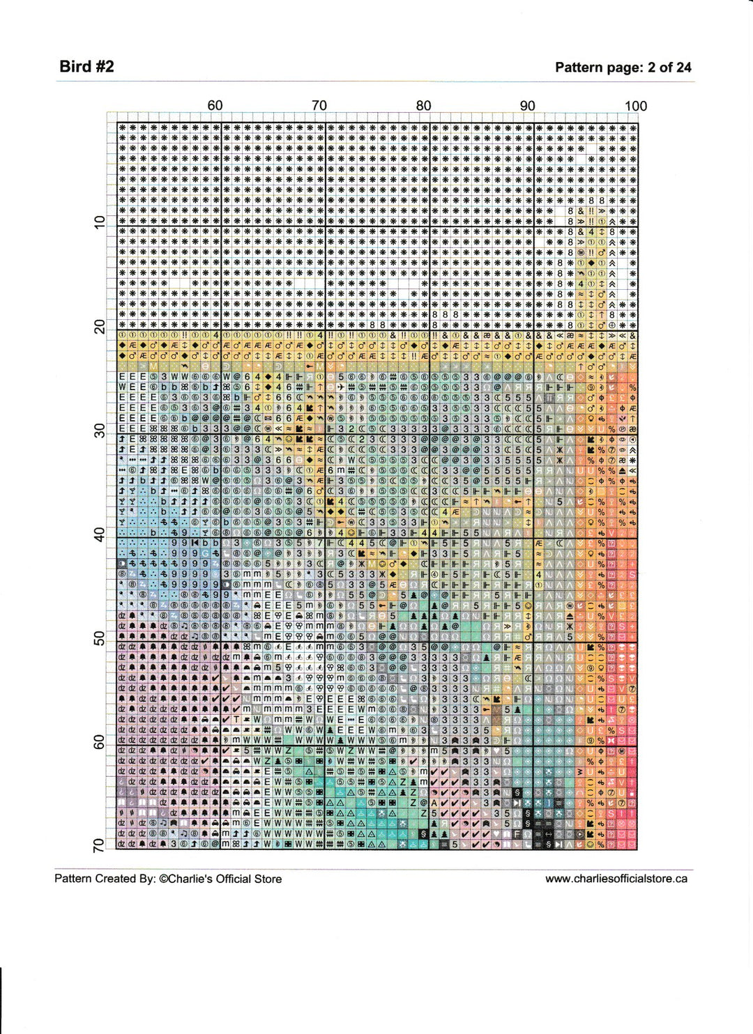 Counted Cross Stitch - Bird #2 - Digital Download PDF download file