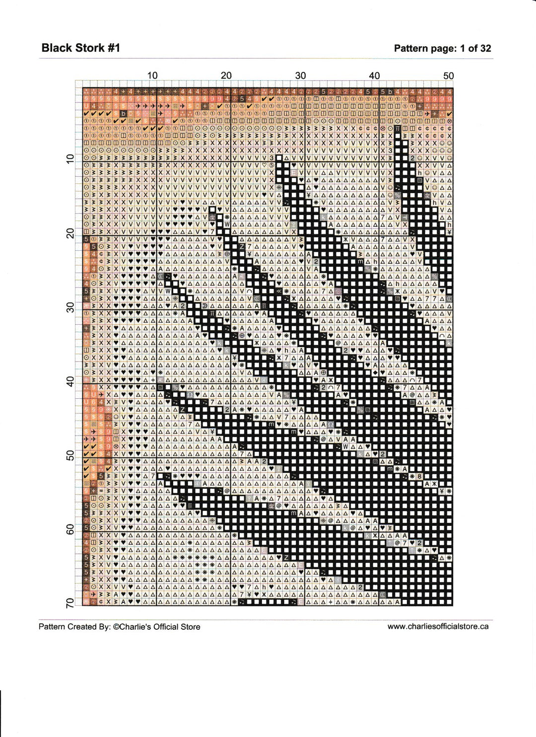 Counted Cross -Black Stork #1 - Full Coverage Digital Download PDF Format