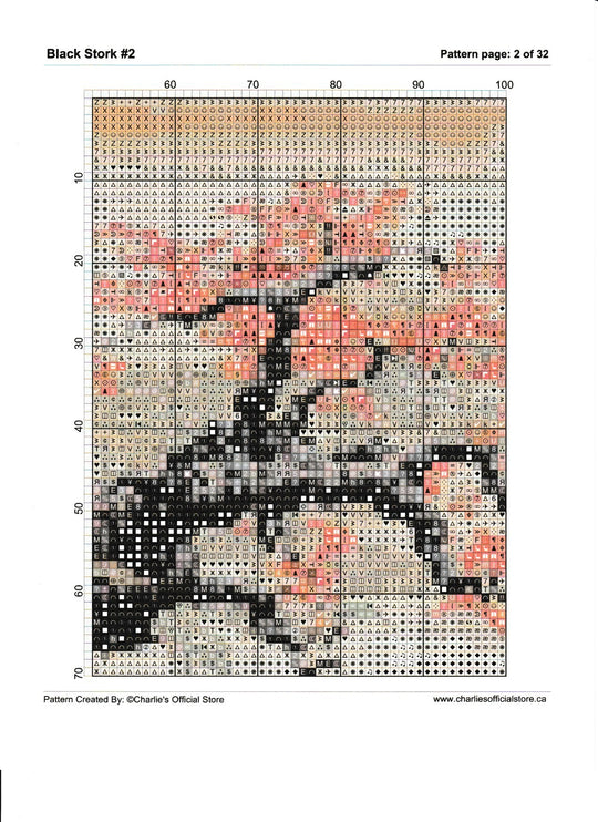 Counted Cross -Black Stork #2 - Full Coverage Digital Download PDF Format