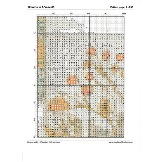 Counted Cross Stitch - Blooms In A Vase #5 - Digital Download PDF Charlie's Official Store