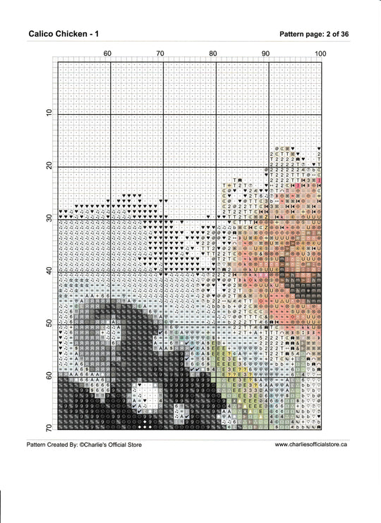 Counted Cross Stitch Calico Chicken - 1 Digital Download Charlie's Official Store