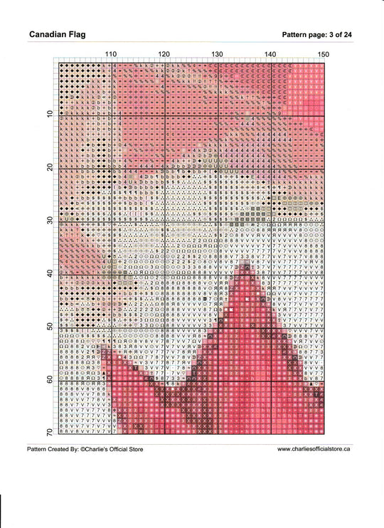 Counted Cross Stitch - Canadian Flag - Digital Download PDF download file