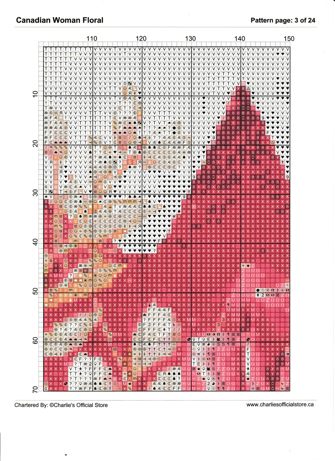 Counted Cross Stitch - Canadian Woman Floral - Digital Download PDF download file (Copy) Charlie's Official Store