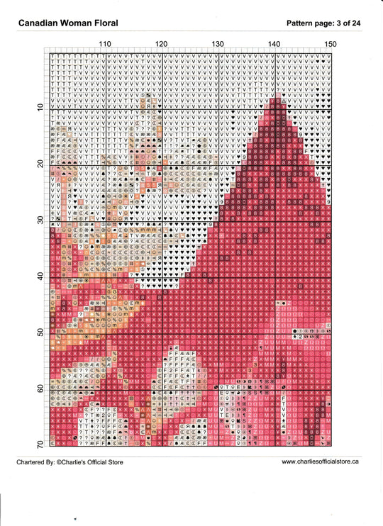 Counted Cross Stitch - Canadian Woman Floral - Digital Download PDF download file (Copy) Charlie's Official Store