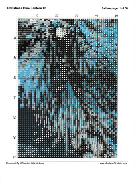 Counted Cross Stitch Christmas Blue Lantern #3 Digital Download PDF File Charlie's Official Store
