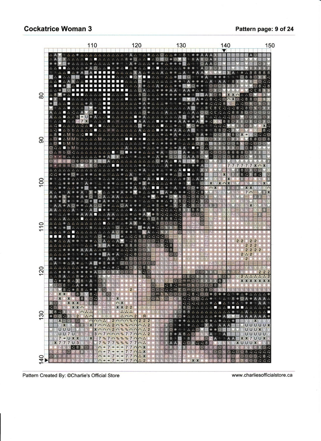 Counted Cross Stitch Cockatrice Women #3 - Digital Download PDF download file