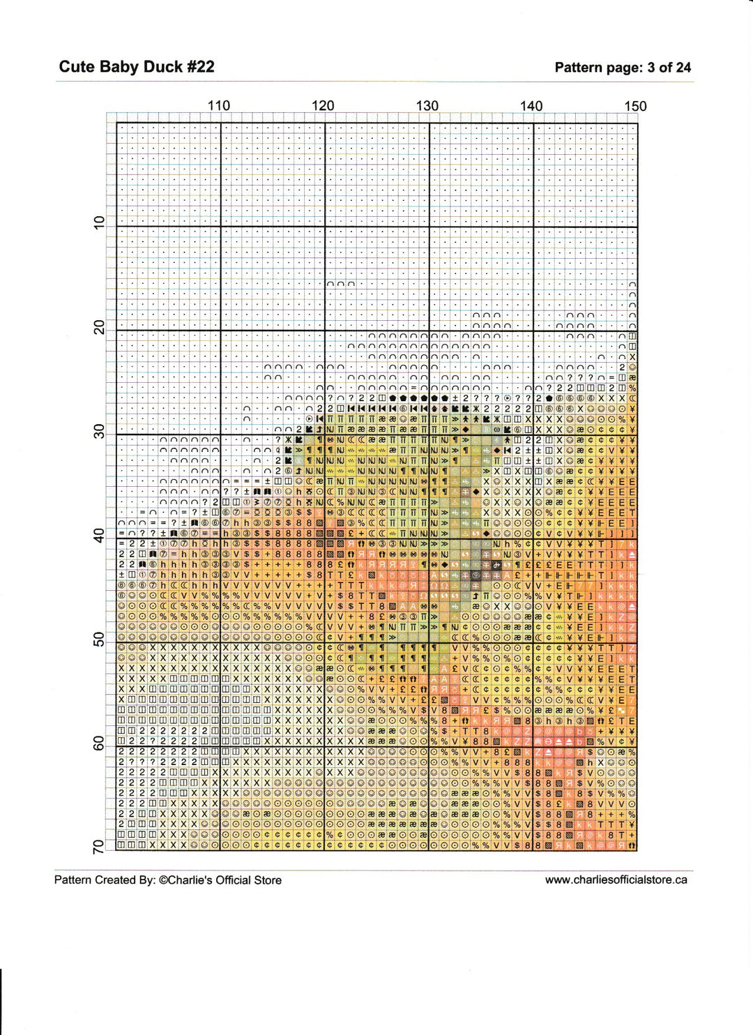 Counted Cross Stitch - Cute Baby Duck #22 - Digital Download PDF download file