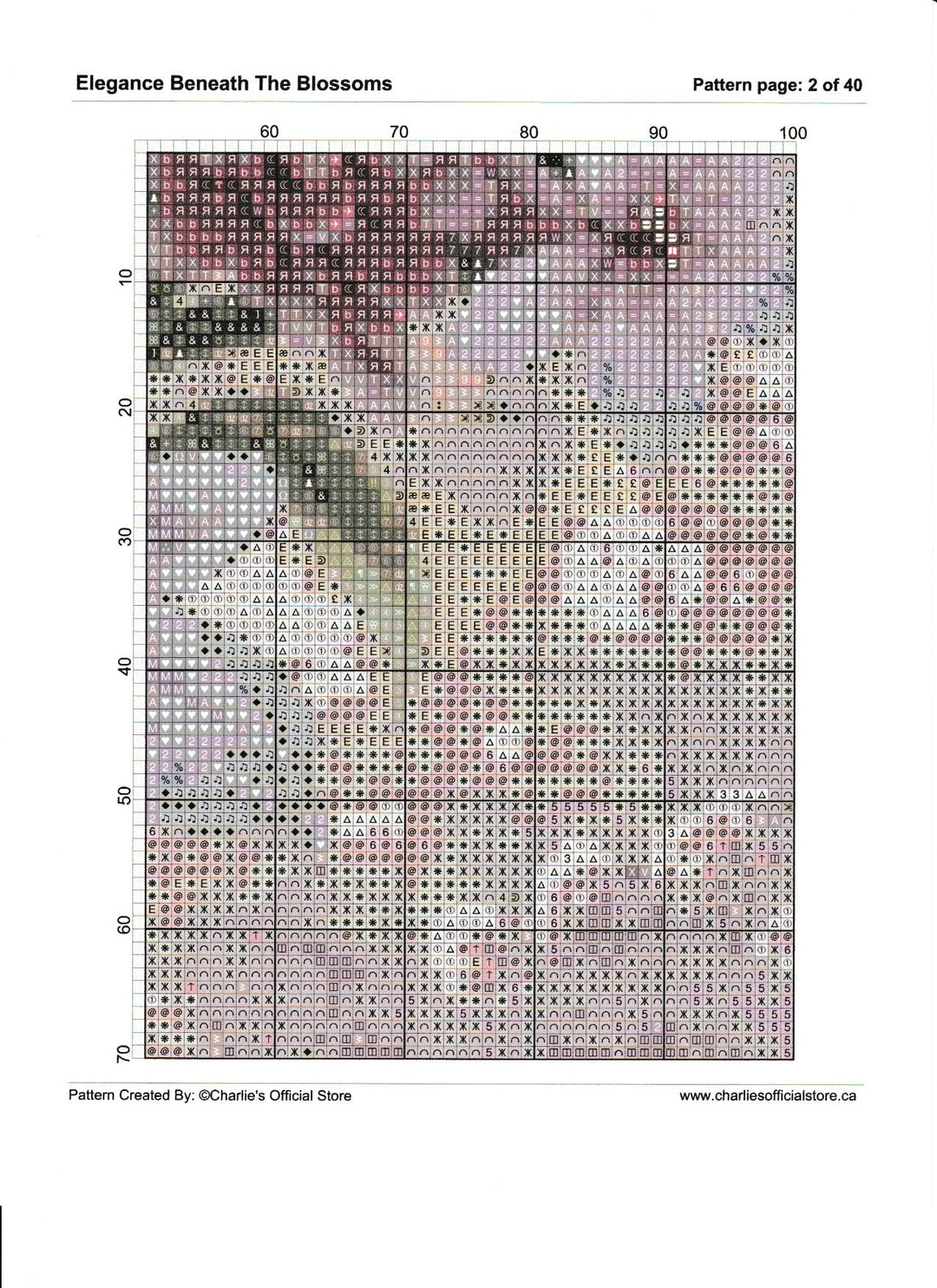 Counted Cross -Elegance Beneath The Blossoms - Full Coverage Digital Download PDF Format