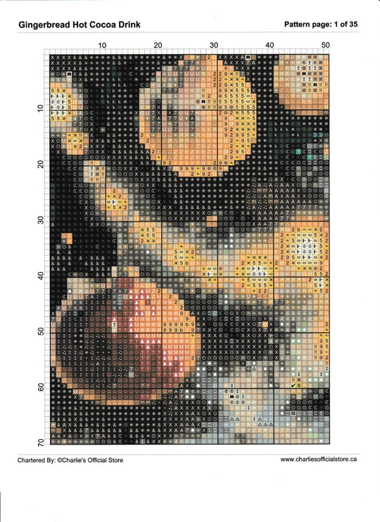Counted Cross Stitch - Gingerbread Hot Cocoa Drink - Digital Download PDF File (Copy) Charlie's Official Store