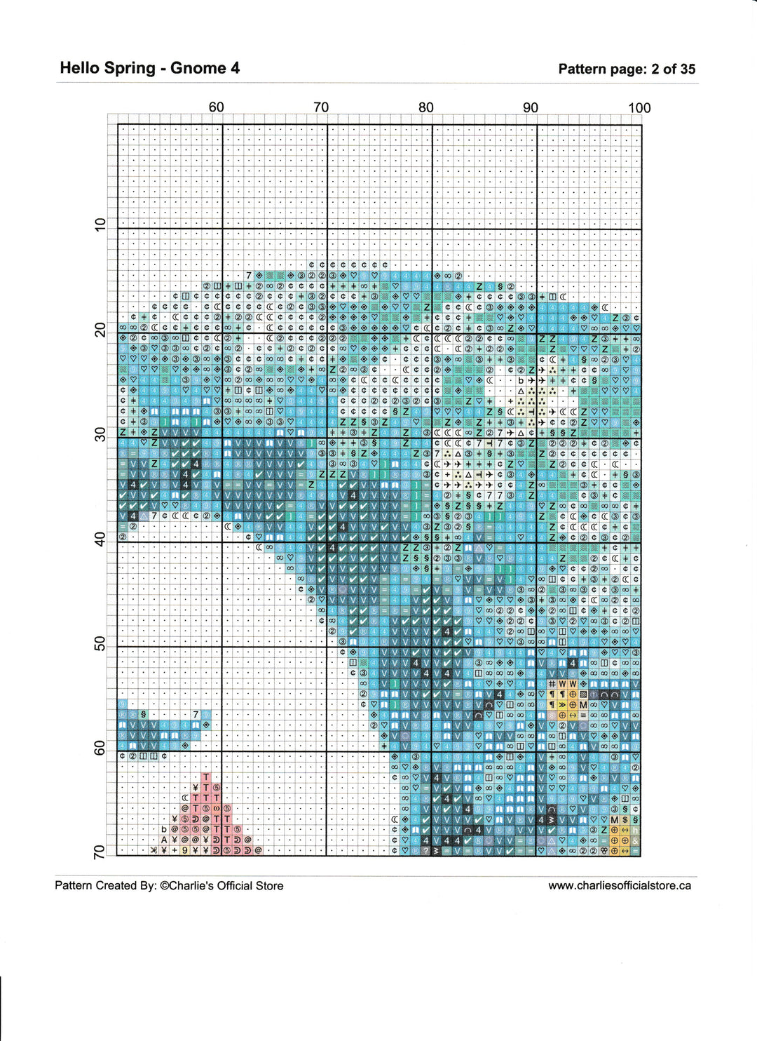 Counted Cross Stitch Hello Spring - Gnome 4  Digital Download Charlie's Official Store