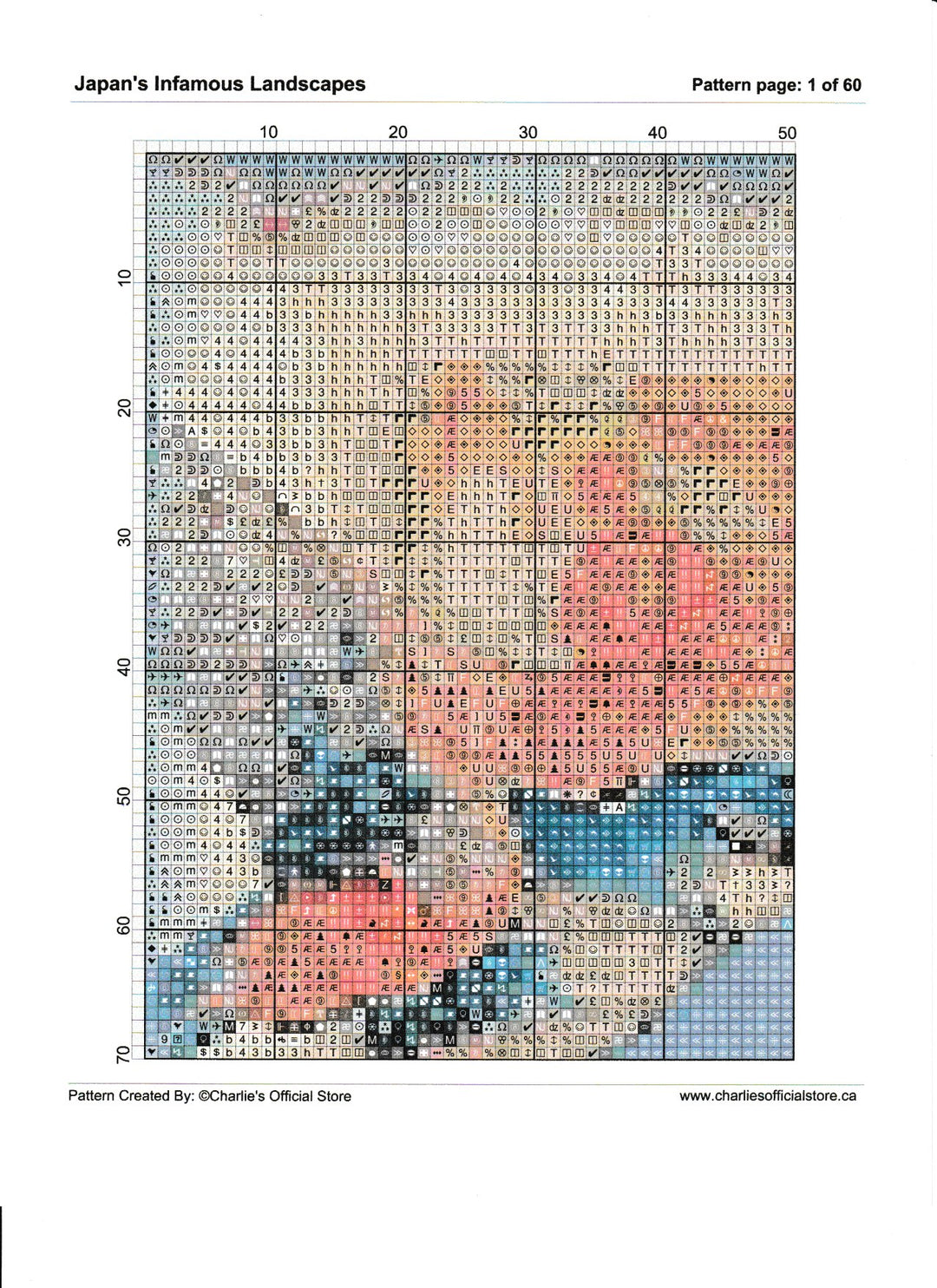 Counted Cross Stitch - Japan's Infamous Landscapes - Digital Download PDF Files