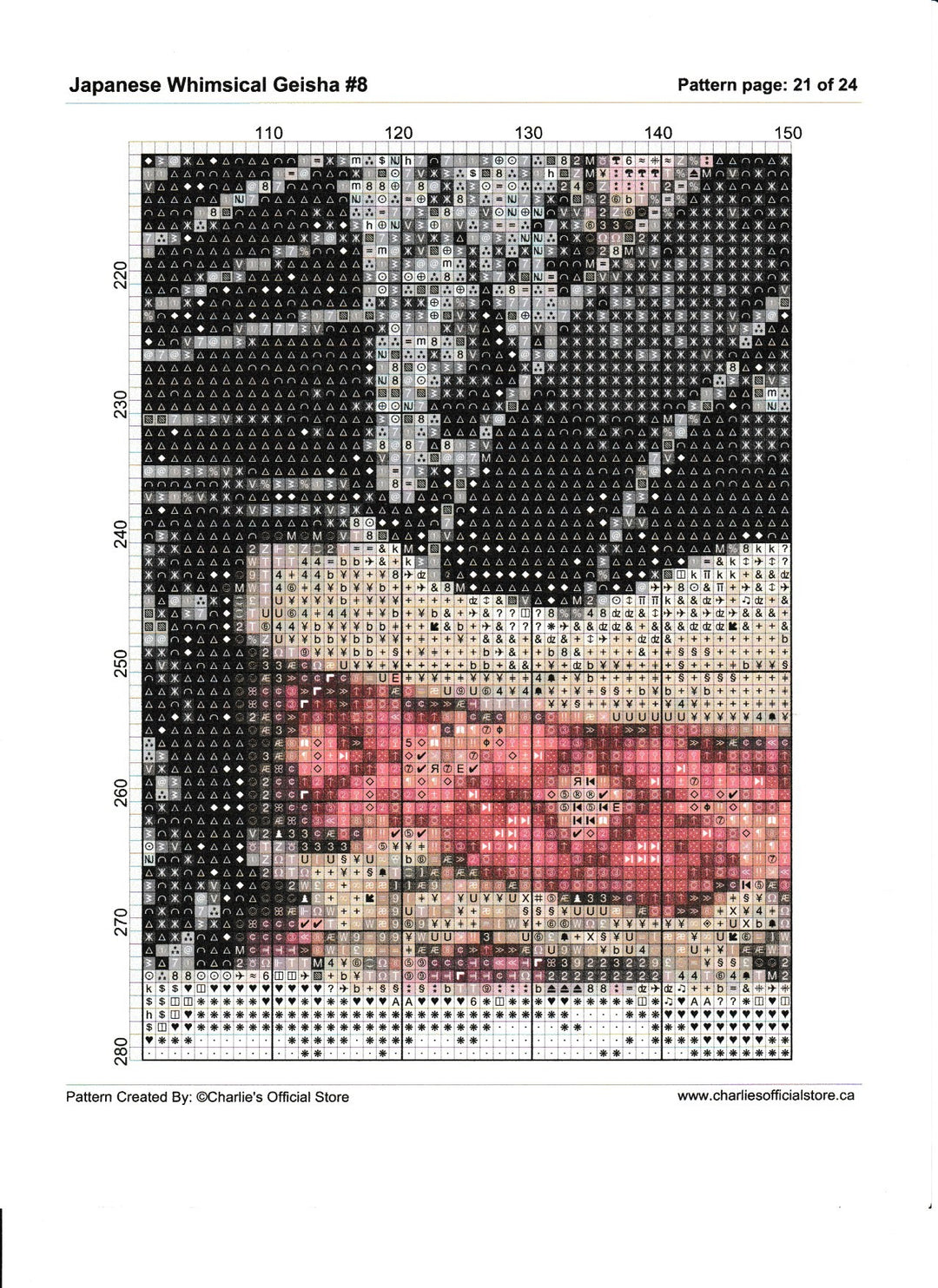 Counted Cross Stitch - Japanese Whimsical Geisha #8 - Digital Download PDF download file