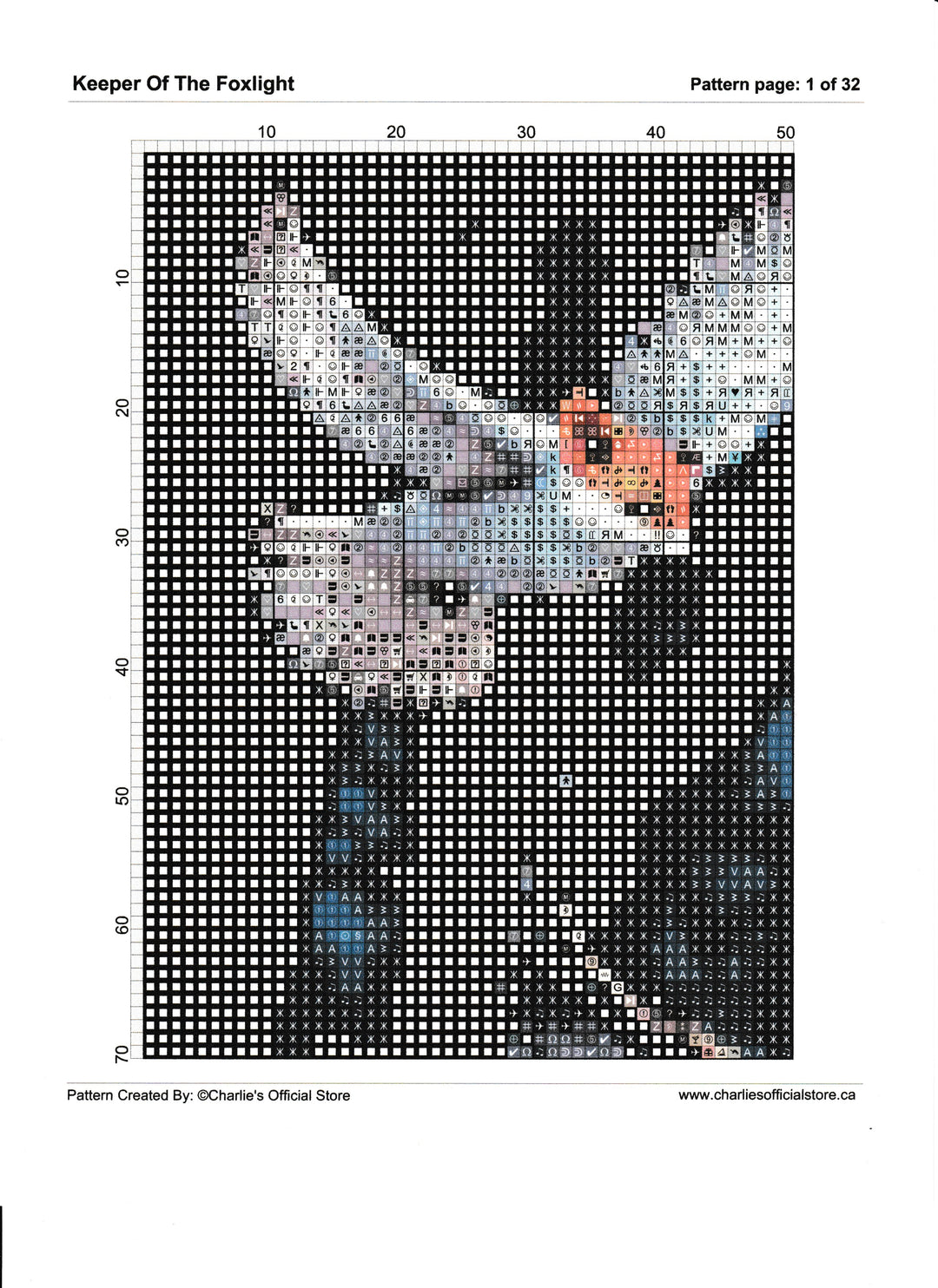 Counted Cross Stitch Keeper Of The Foxlight Digital Download PDF format Charlie's Official Store