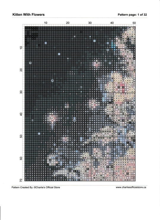 Counted Cross Kitten With Flowers Digital Download PDF Format Charlie's Official Store
