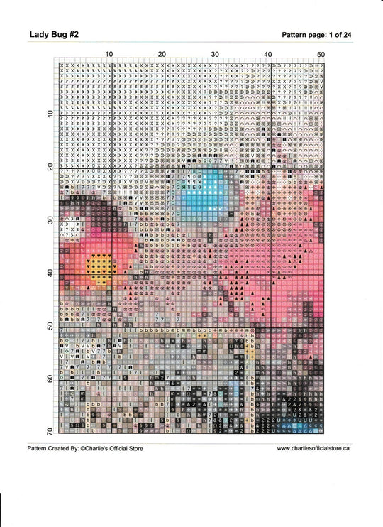 Counted Cross Stitch - Lady Bug #2 - Digital Download PDF download file (Copy) Charlie's Official Store
