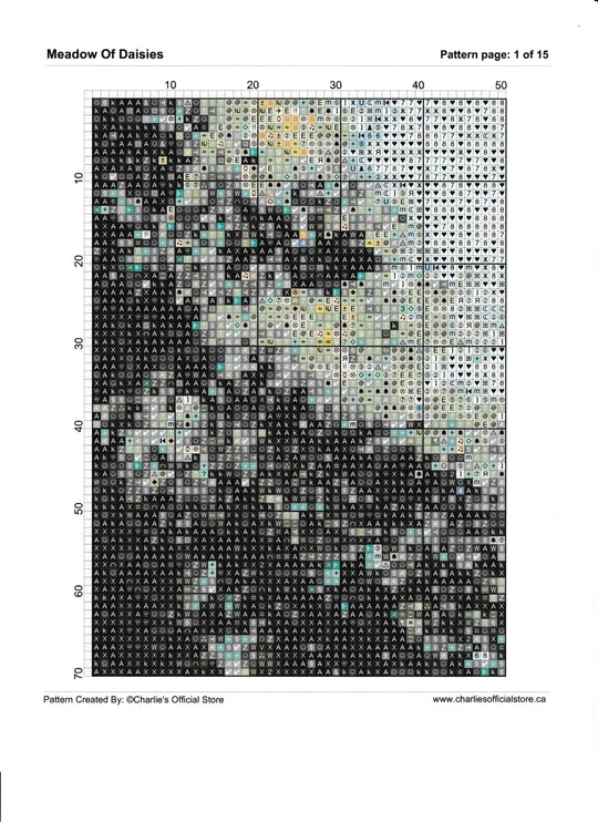 Counted Cross Stitch Meadow Of Daisies Digital Download Charlie's Official Store