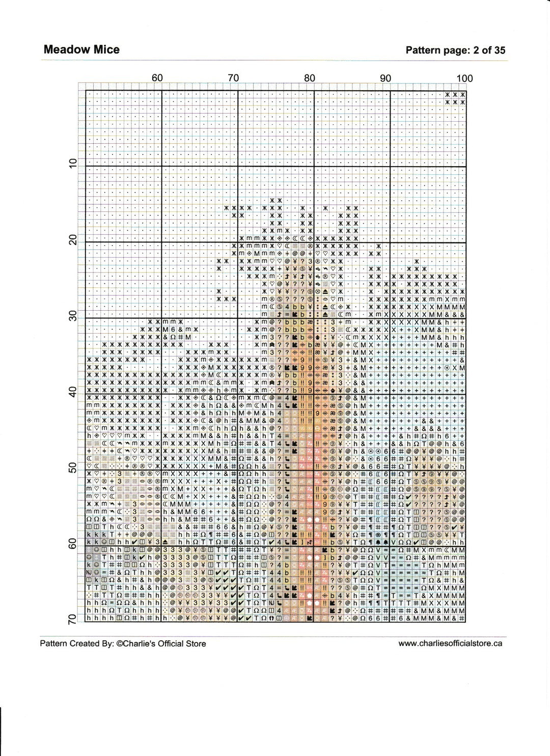 Counted Cross Stitch - Meadow Mice - Full Coverage Digital Download PDF File Charlie's Official Store