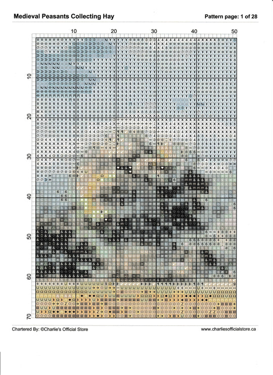 Counted Cross Stitch - Medieval Peasants Collecting Hay - Digital Download PDF File (Copy) Charlie's Official Store